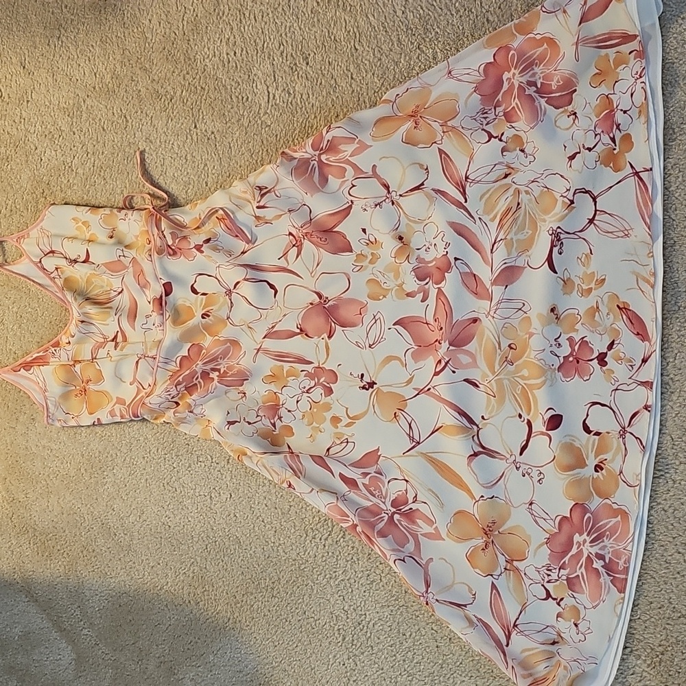 Ann Taylor Pink and Cream Sundress Maxi